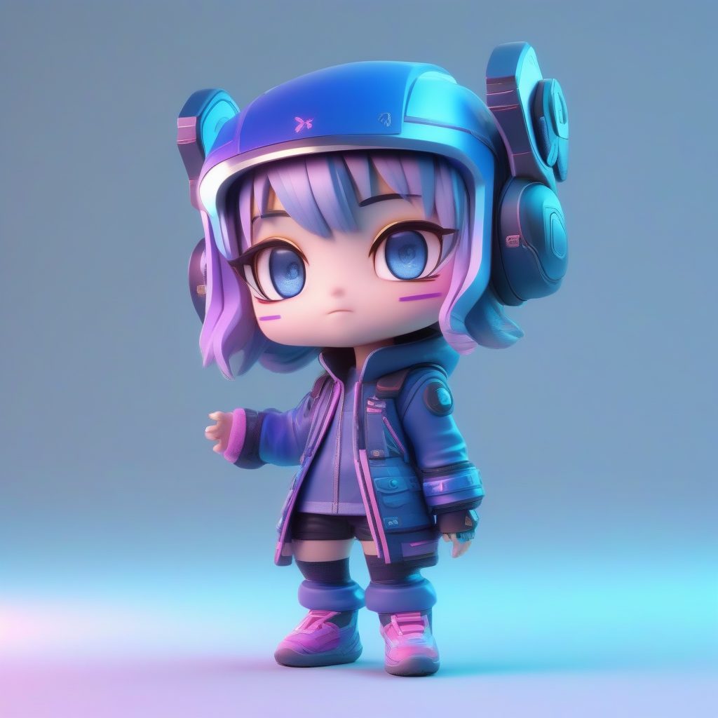 科技感拉满！赛博朋克Q版极简动漫角色全身照AI提示词大全