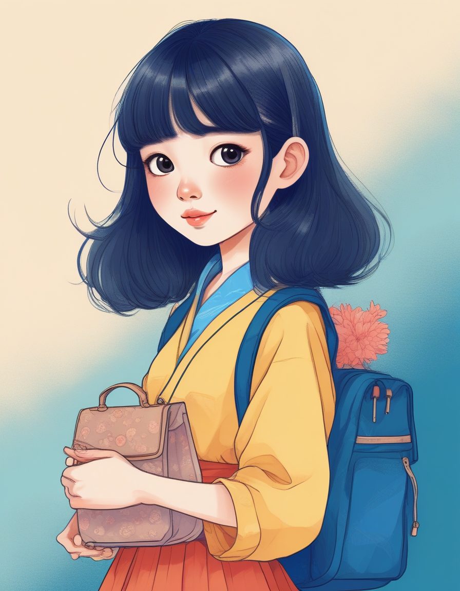 科技感透明包:AI生成未来时尚日系少女插画,长尾词流量秘诀