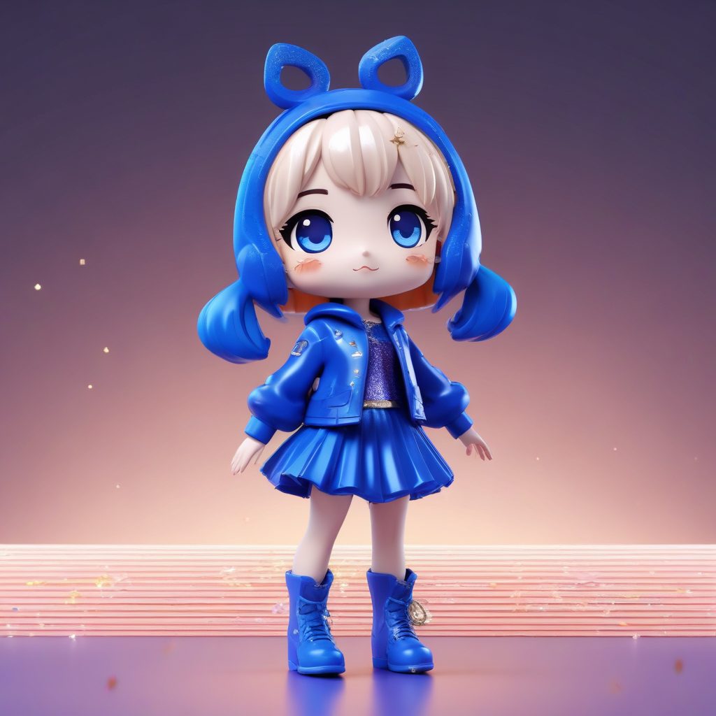 🎤K-pop女团舞台装！闪亮亮片风Q版女孩，高饱和舞台氛围感提示词