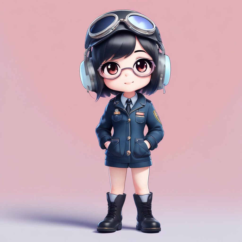 ✈️酷girl飞行员Chibi!动态插口袋姿势,高级感潮图壁纸
