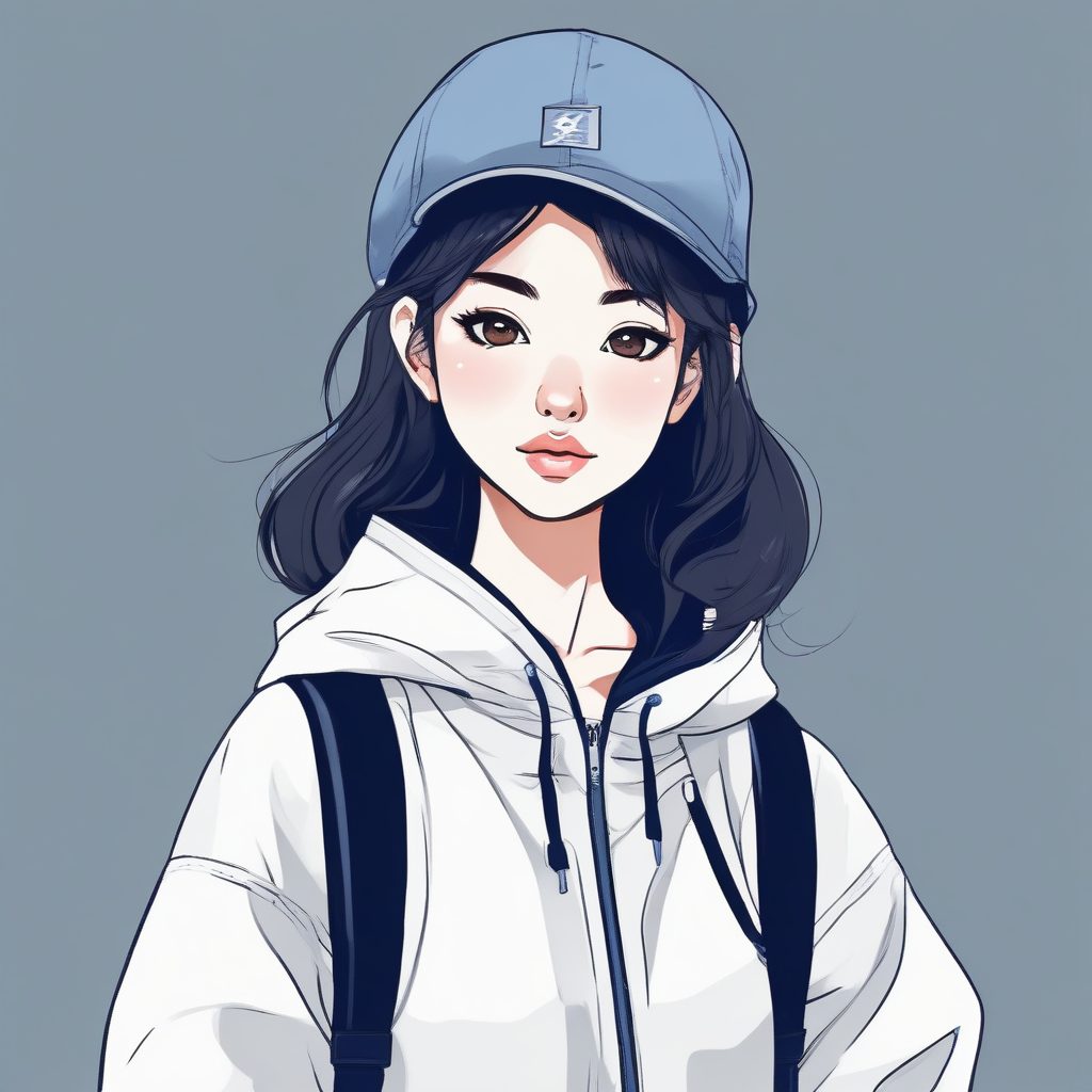 🕶️酷飒街头风！日系潮流穿搭极简插画：高级感纯色背景