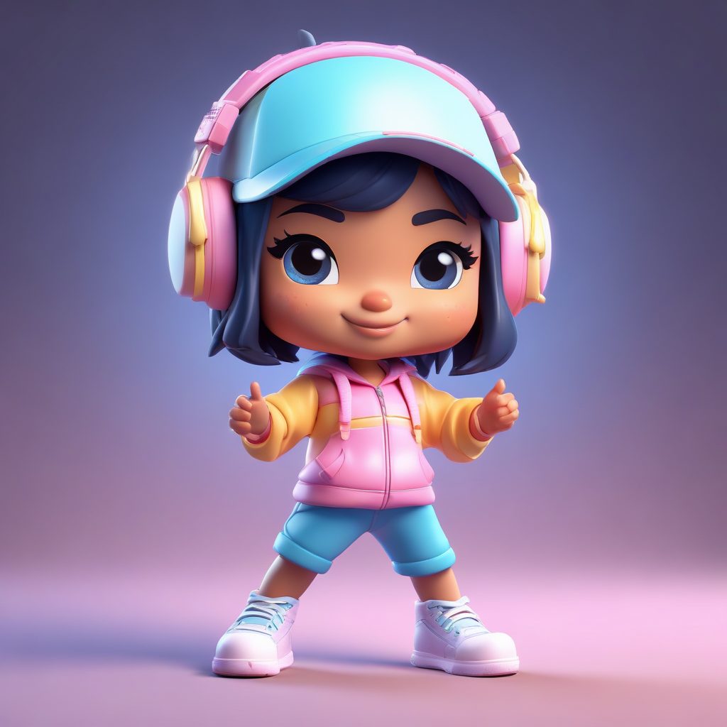 酷飒街舞风Q版：一个正在做Freeze动作的时尚人物3D建模