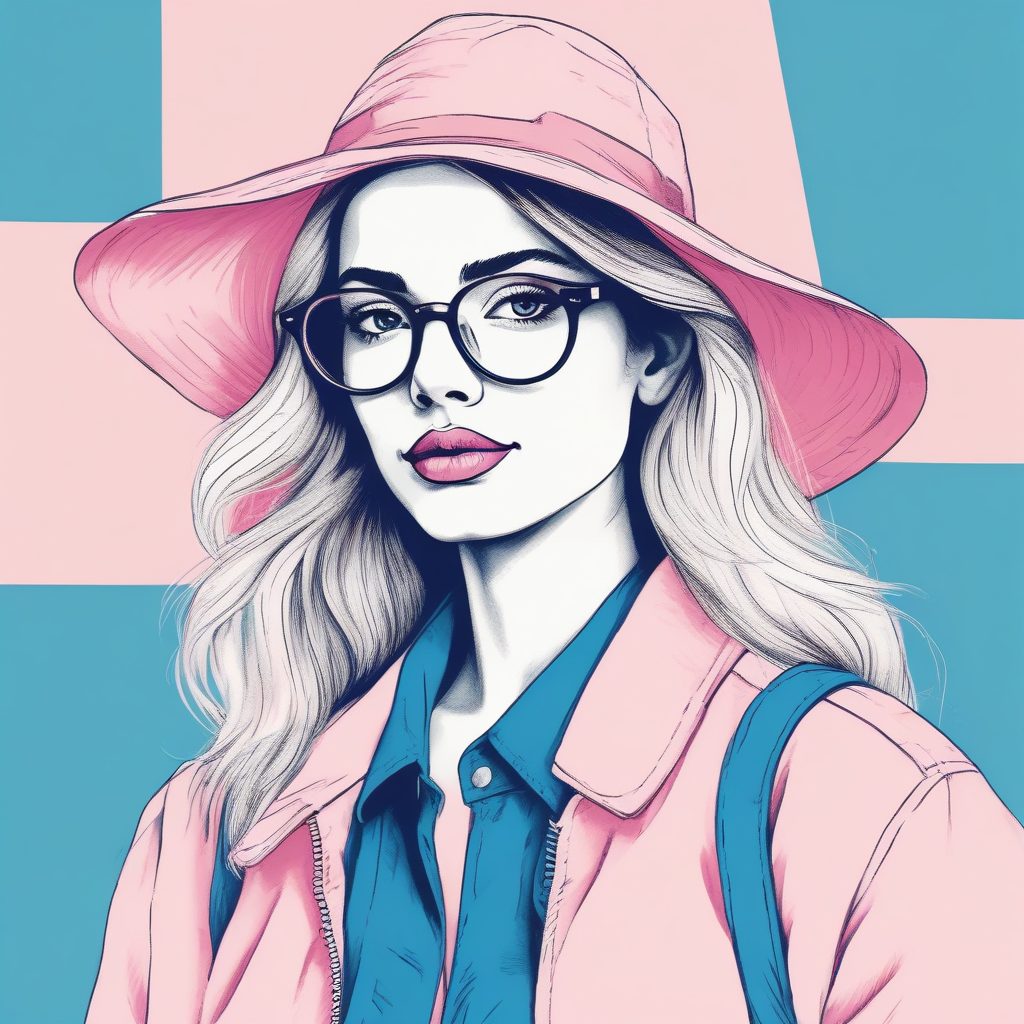 蜡笔质感特辑：粉蓝系时尚女孩，故事书风格的复古插画