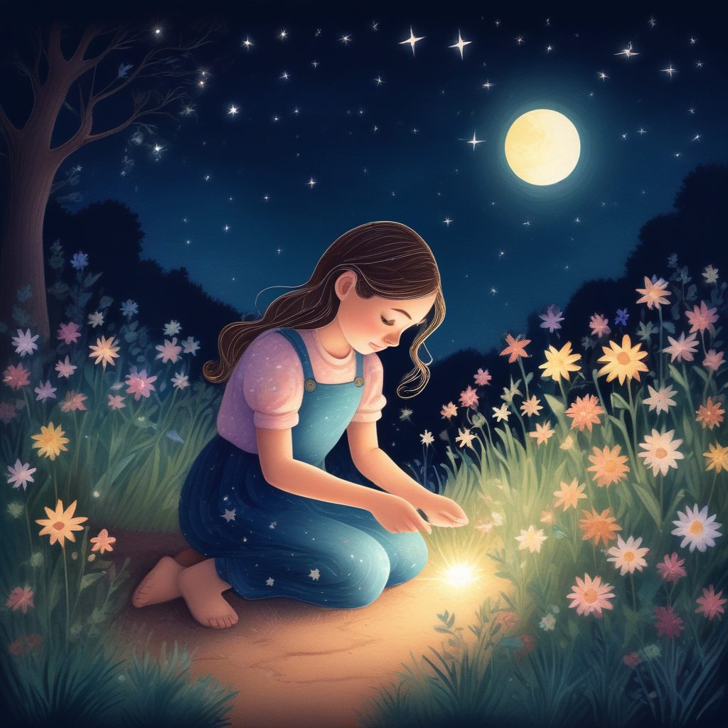 浪漫星辰|女孩在花园里种植星星,梦幻壁纸头像通用