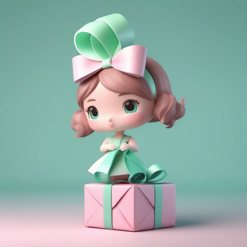 礼物包装师Q版女孩：高细节C4D渲染与丝带元素提示词