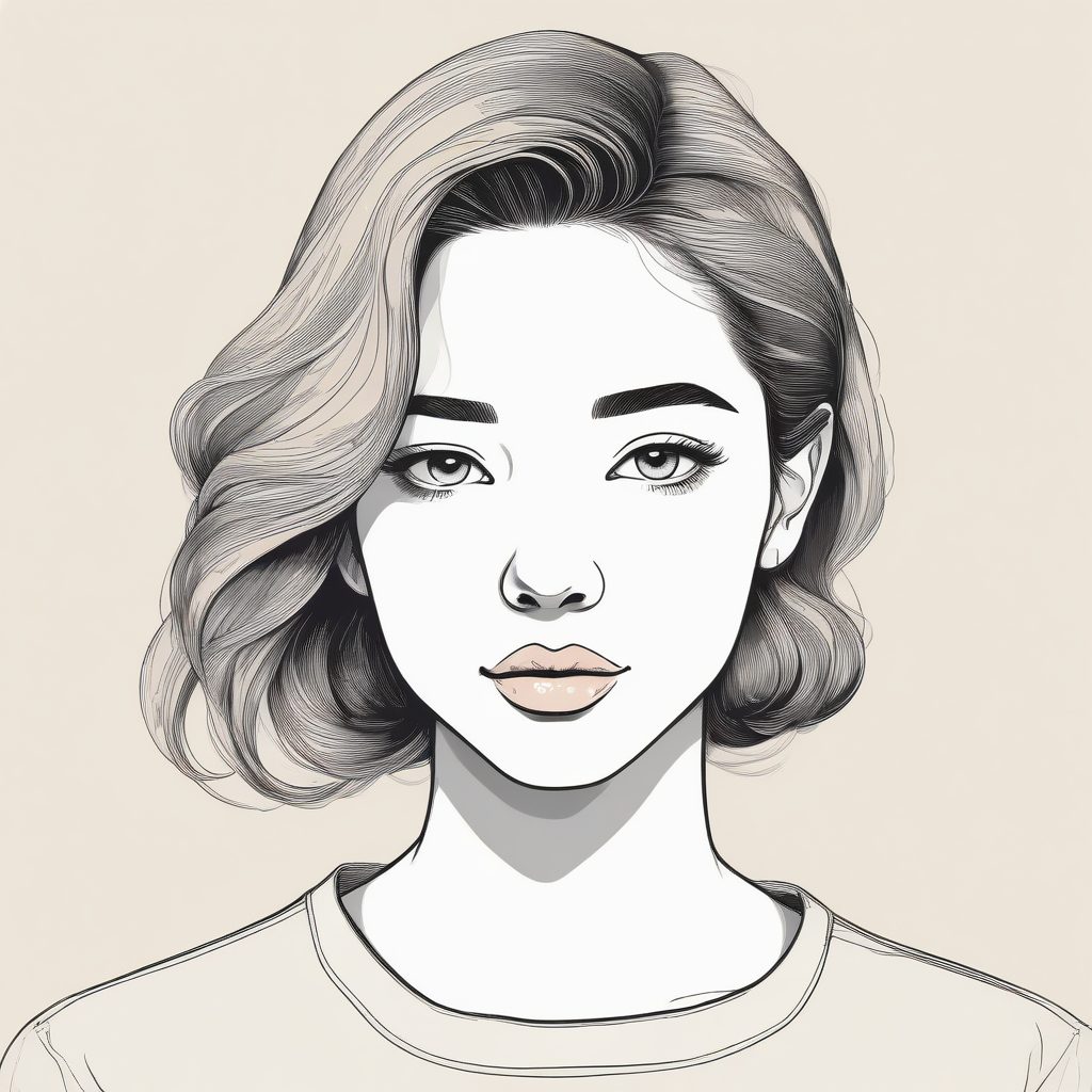 零成本换头像：极简手绘风时尚少女，线条流畅且配色治愈