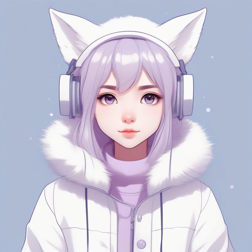 零细节纯白背景：超简洁雪狐主题动漫少女AI提示词合集