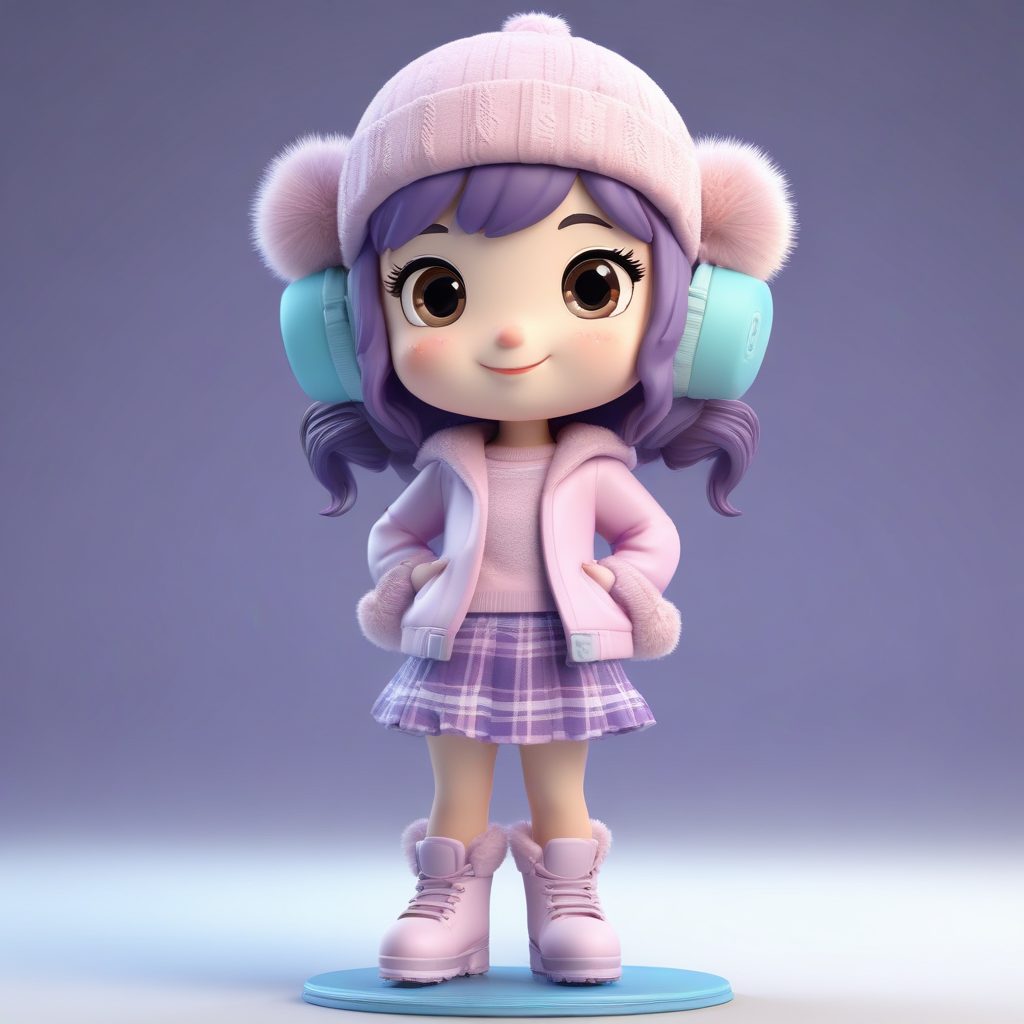 溜冰场限定: Q版复古溜冰女孩的优雅身姿(3D建模)