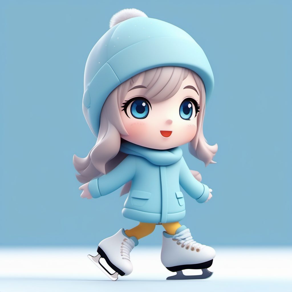 溜冰动态pose怎么画？冬日极简风Q版动漫角色Prompt词典