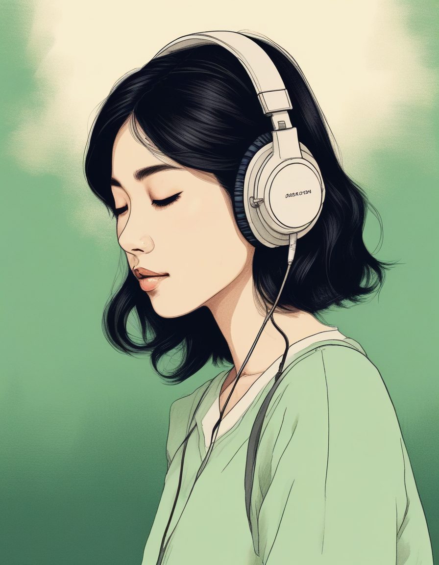 Lo-fi音乐风格:AI绘制戴耳机日系少女肖像