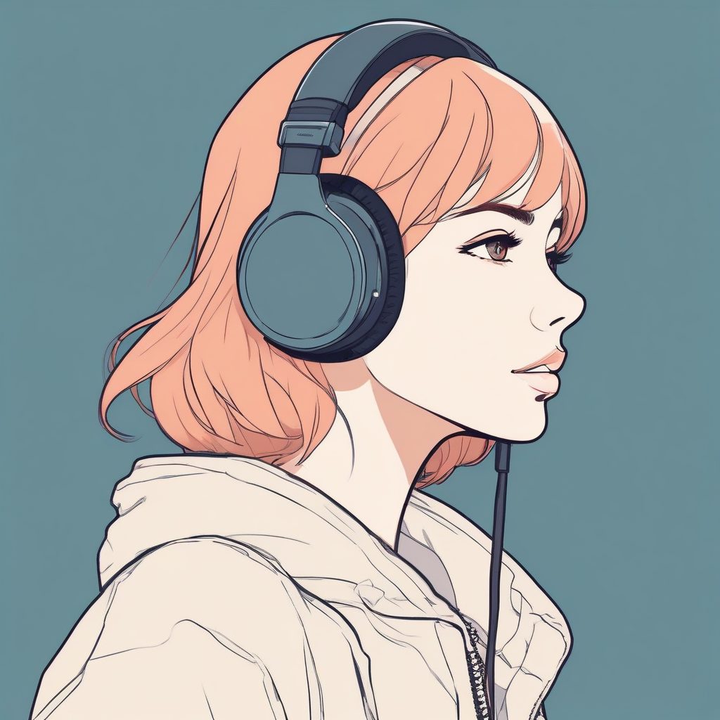 🍓Lo-Fi治愈系少女头像！耳机+极简线条，适合读书的你！