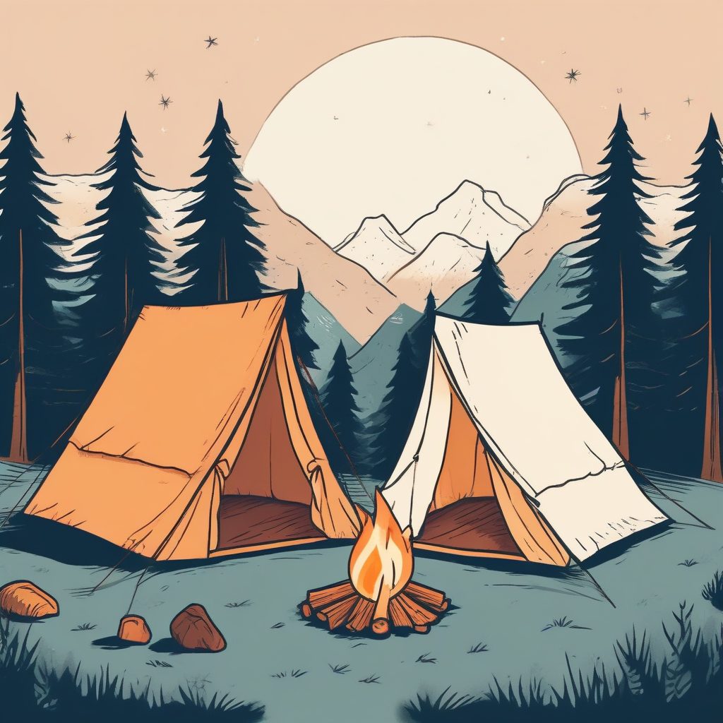 ⛺️露营生活极简线条：治愈系户外插画，童话故事书风