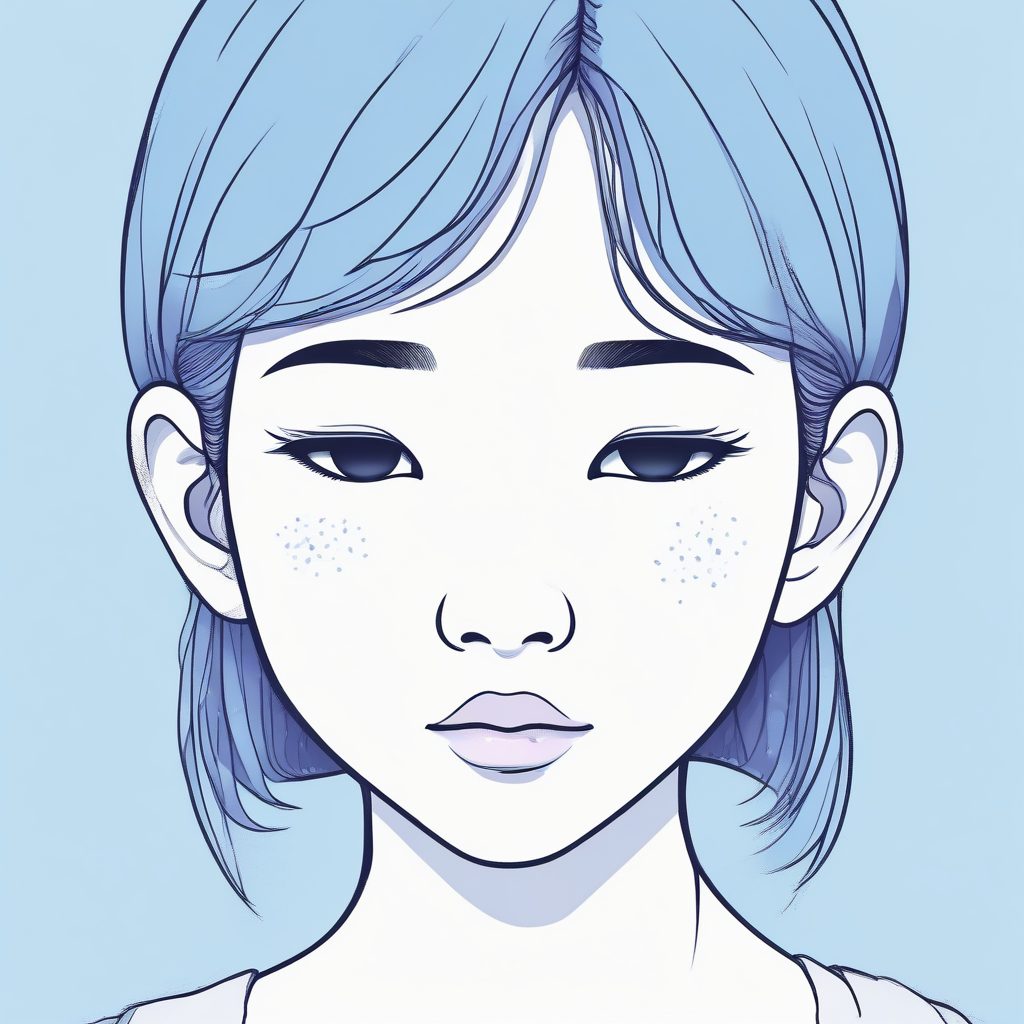 落泪也可爱！💧清透感极简线稿，日系丧系少女头像，纯色背景高氛围感