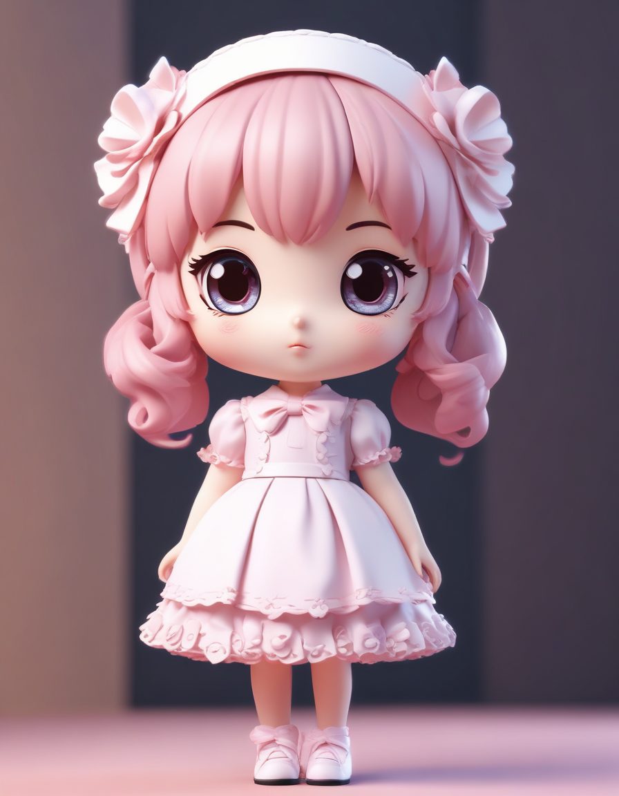 🎀洛丽塔洋装Q版！高细节蕾丝全身像，甜美表情，C4D黏土手办，颜值天花板！