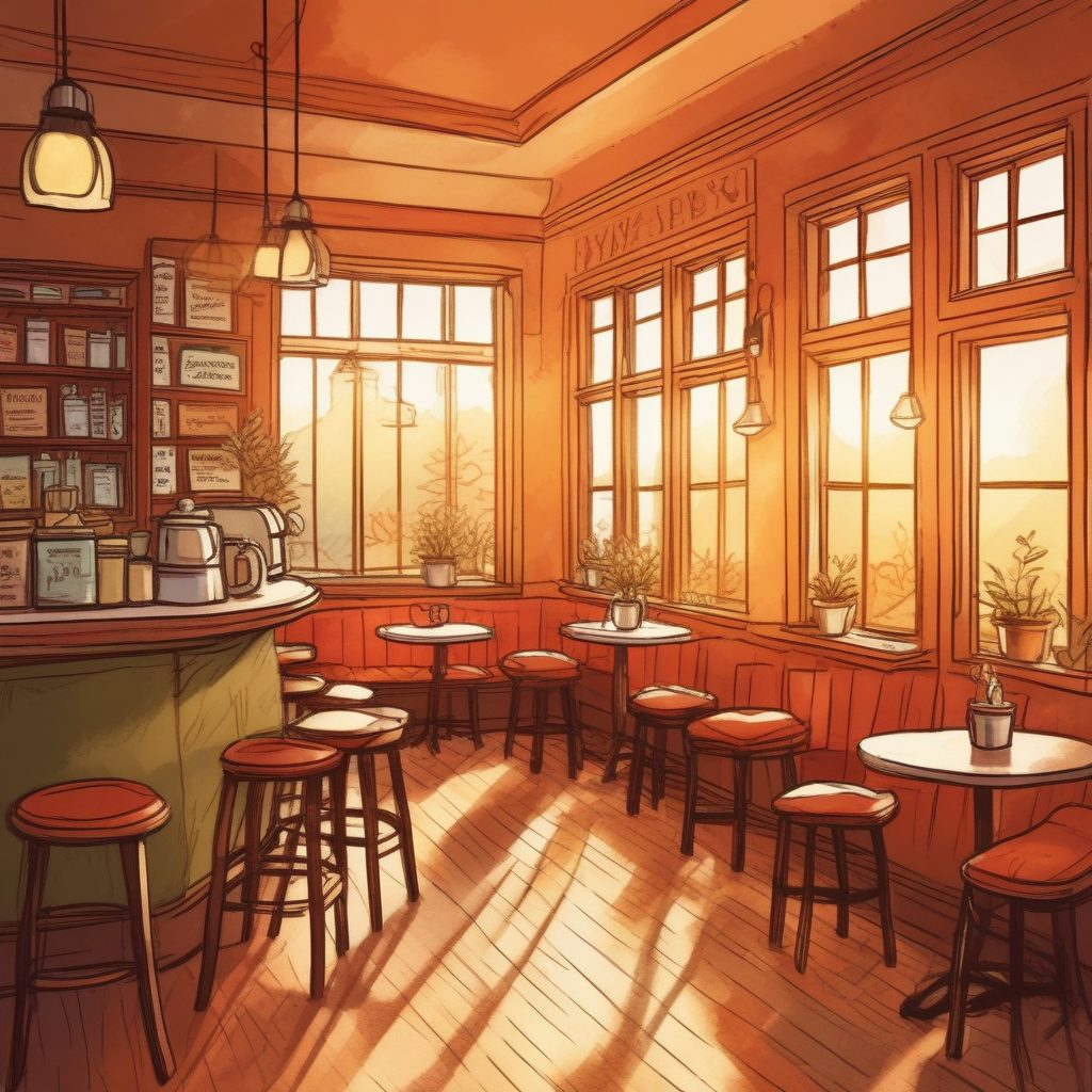 ☕️ 马克笔手绘：治愈系咖啡店插画，做桌面壁纸太合适了！