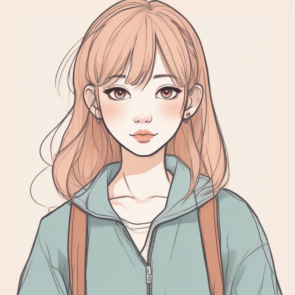 漫画家速写本风！日系极简线条头像，温暖色彩，手绘感十足