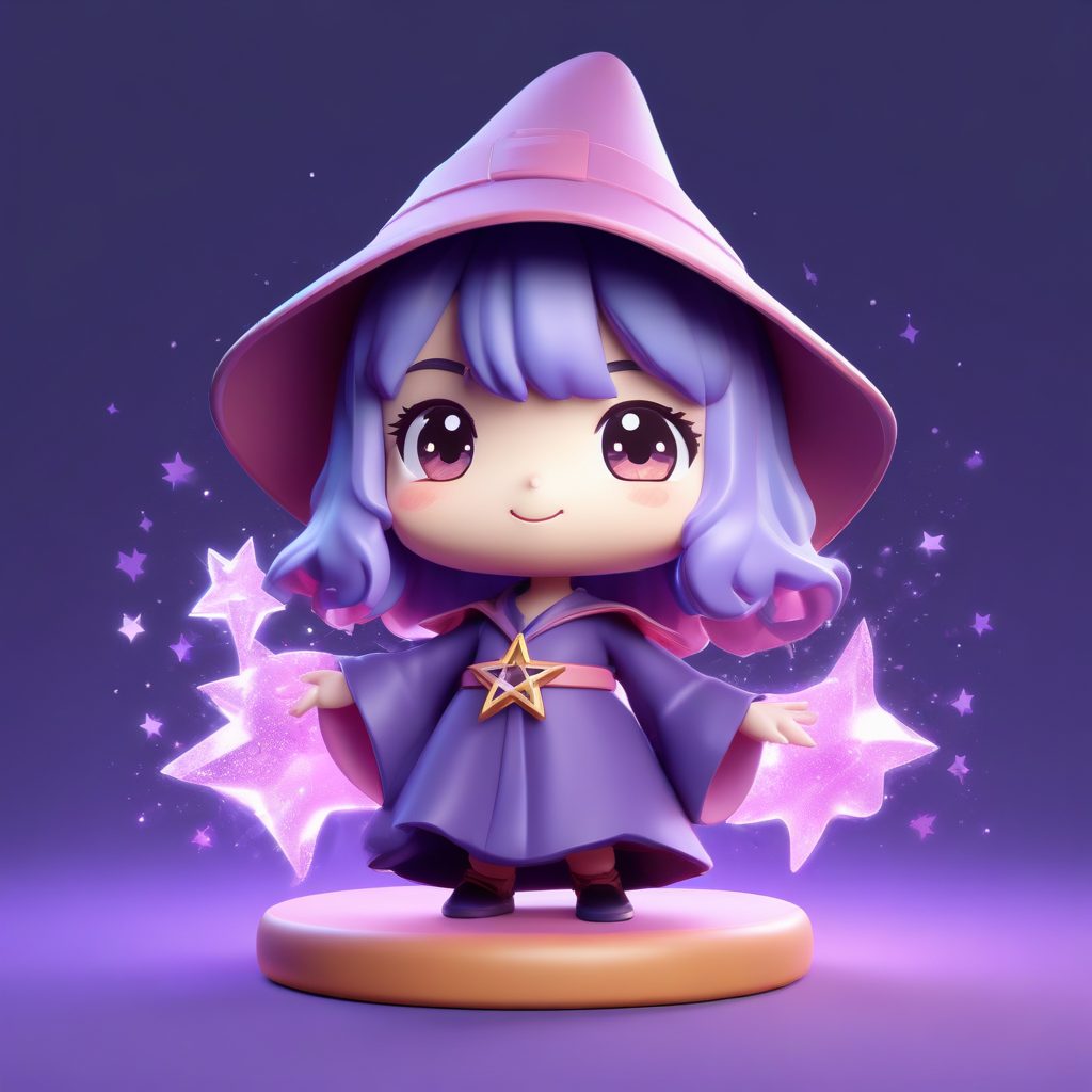 🎁盲盒风顶流！C4D黏土质感Q版小魔女全身像提示词 | 超酷头像