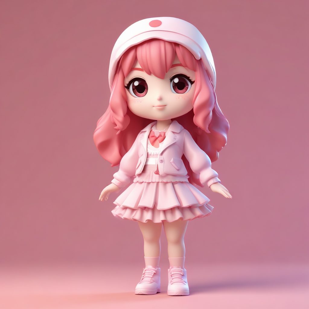 🎉盲盒手办Q版头像！超甜草莓牛奶风女生🍓黏土质感C4D提示词