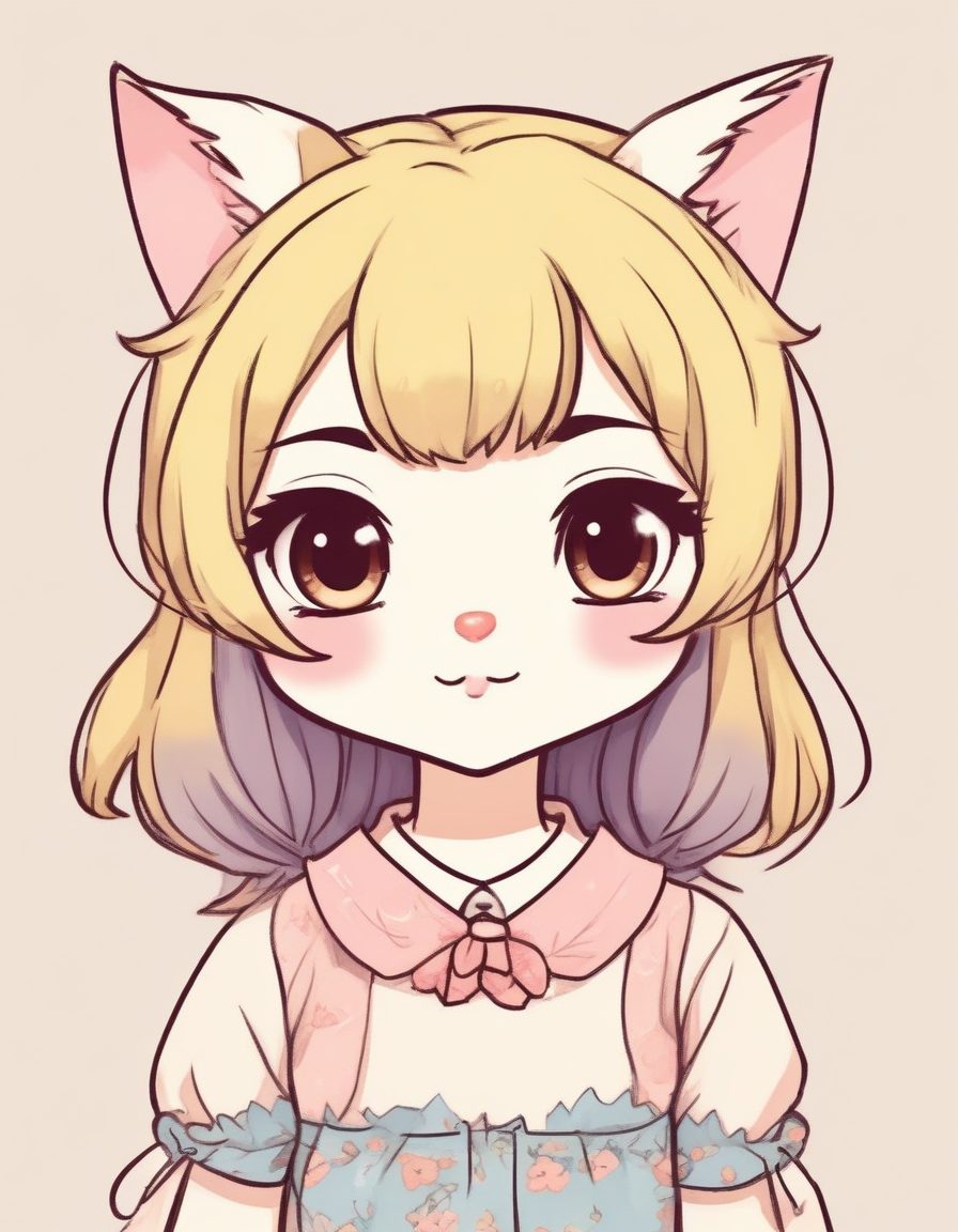 猫耳发饰可爱风：高流量日系Q版线稿肖像AI绘制技巧