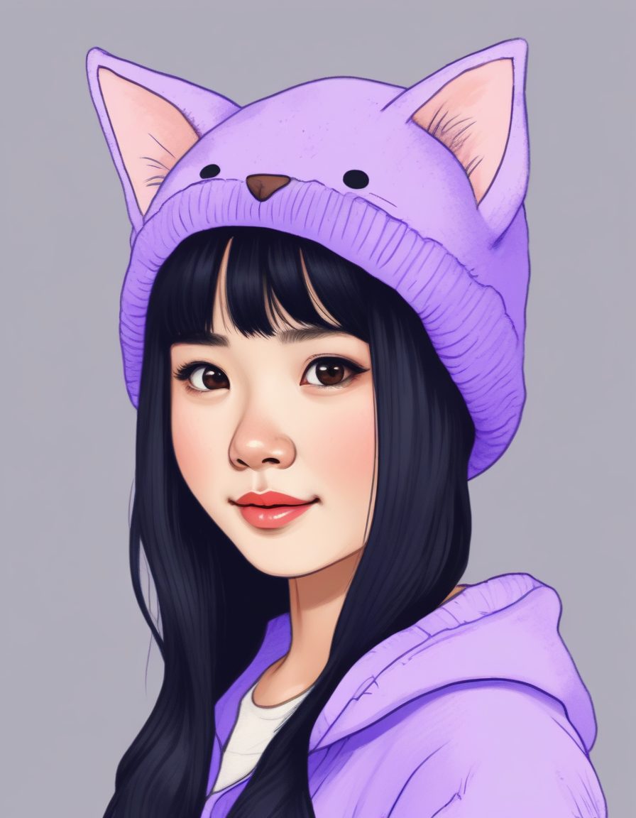 猫耳毛线帽：AI生成超萌Neko元素日系少女插画