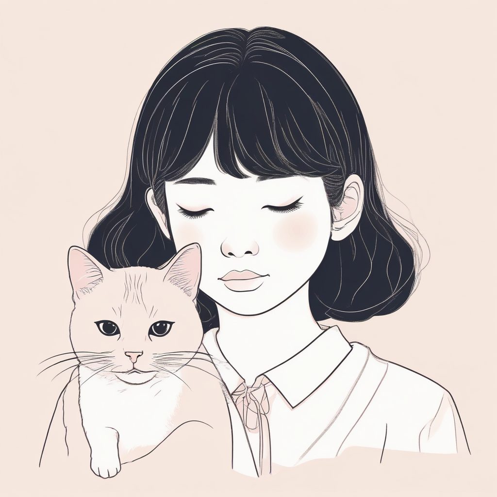 猫奴必备！🐈极简线稿少女抱猫头像，慵懒治愈系，超适合当情侣头！