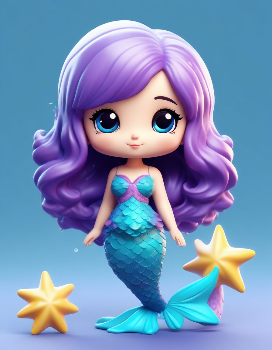 🌊美人鱼主题！Q版Chibi人鱼手办，高细节水光感C4D提示词