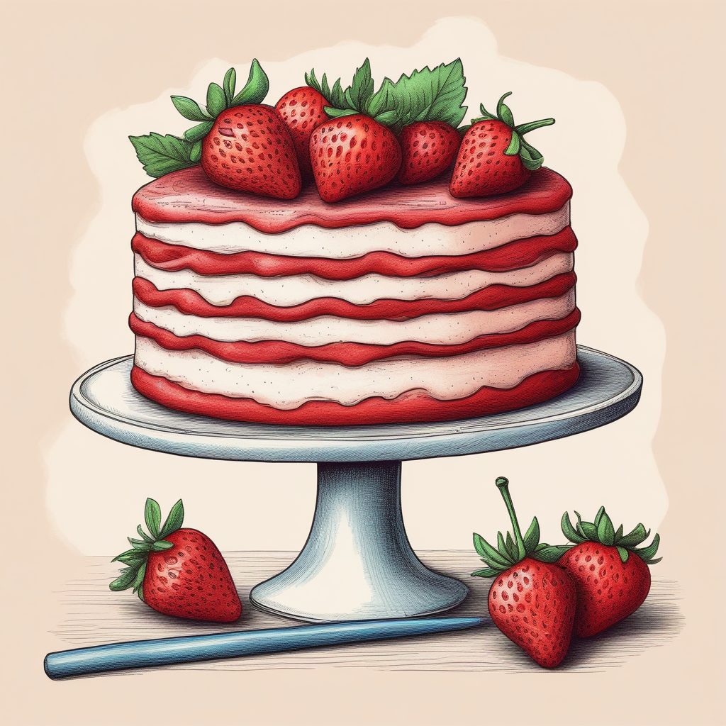 🍓美食插画：草莓蛋糕水彩画，治愈系甜品壁纸，拿来做探店封面！