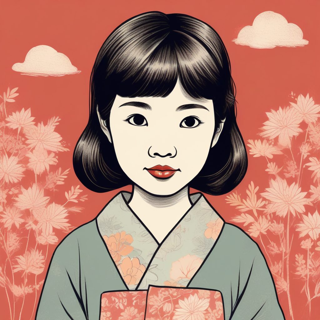 美式复古童书风！手绘线稿少女插画，蜡笔画质感壁纸生成