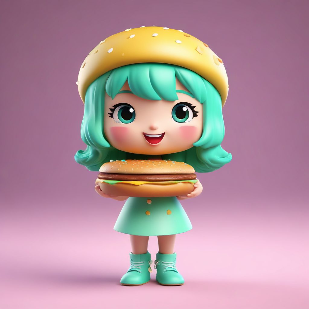 美食家Q版：手捧汉堡的满足表情粘土手办渲染秘诀