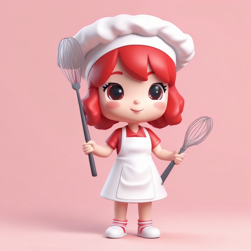 🍰美食烹饪Q版老师人设！围裙黏土手办，软萌红白配色，超治愈！