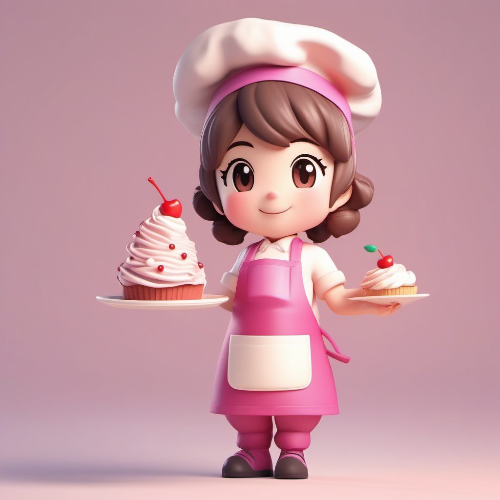 美食甜点师Q版手办：高细节C4D Octane渲染全身像