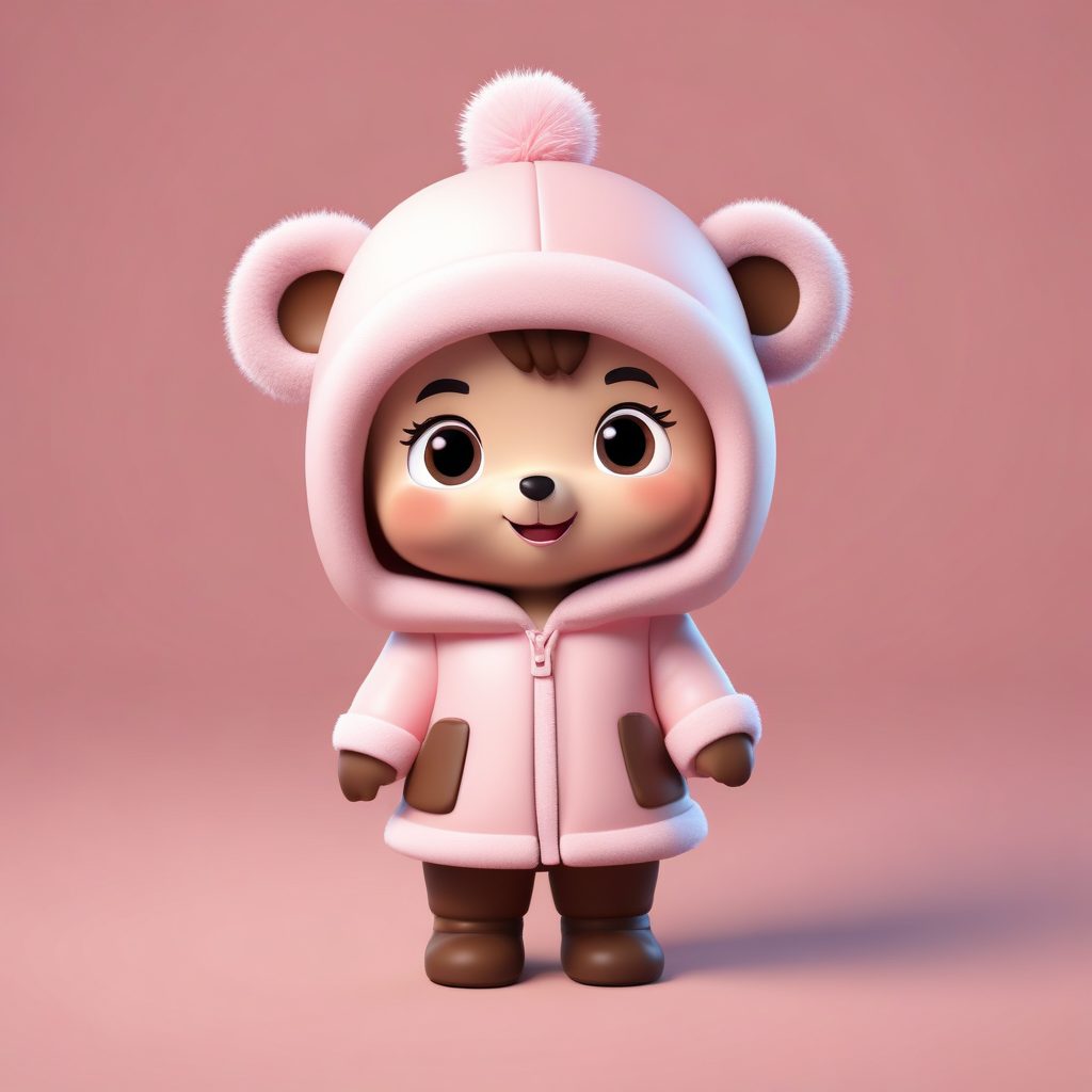 萌宠Cosplay: Q版小熊帽女孩的俏皮表情(AI生成)