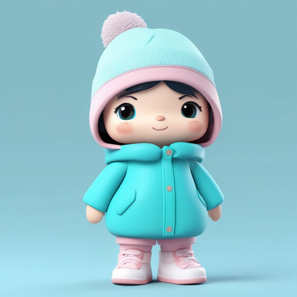 萌宠陪伴！抱着小企鹅玩偶的Q版女孩，治愈系冬日插画提示词