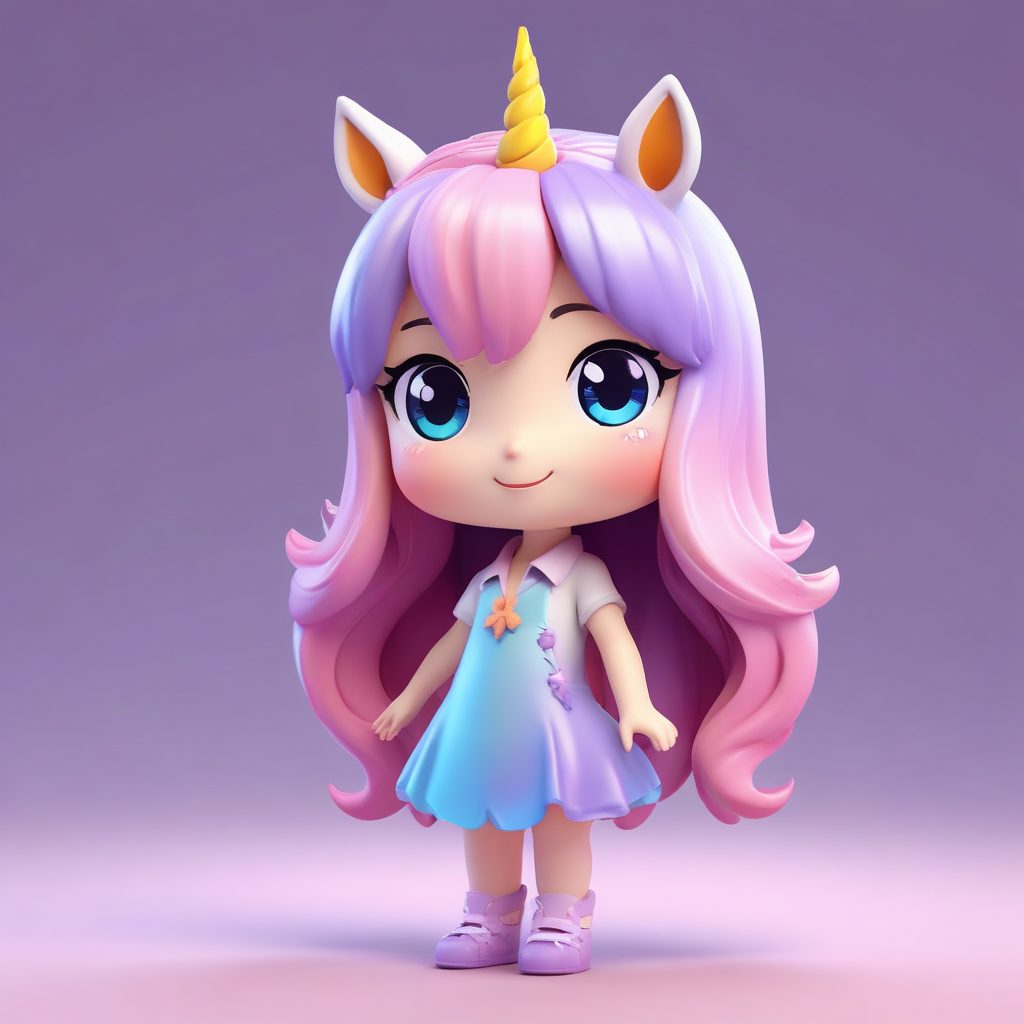 🦄梦幻独角兽！C4D盲盒Q版美少女，马卡龙配色，唯美光线追踪壁纸