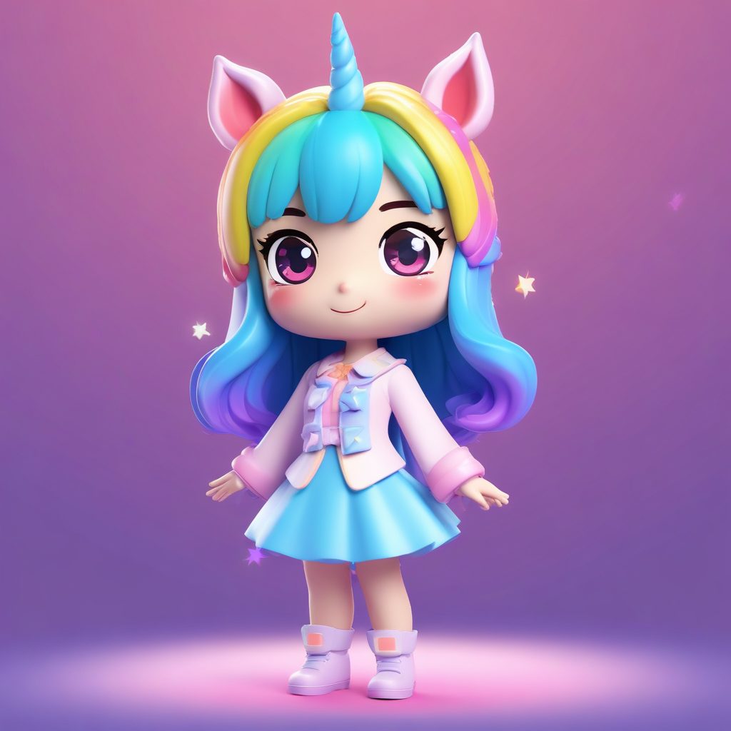 🦄梦幻独角兽！闪亮亮Q版少女，高细节8K壁纸！