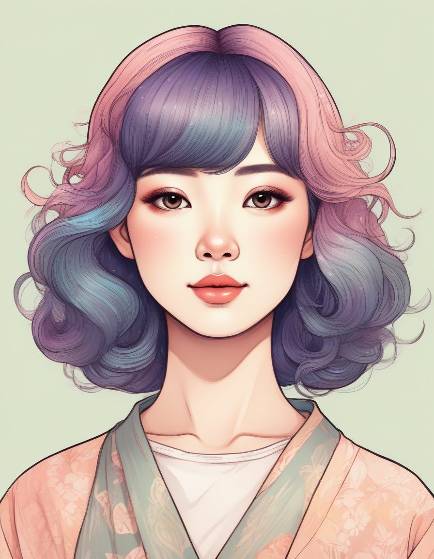 梦幻极光发色线稿:日系时尚少女的彩铅插画技术解析