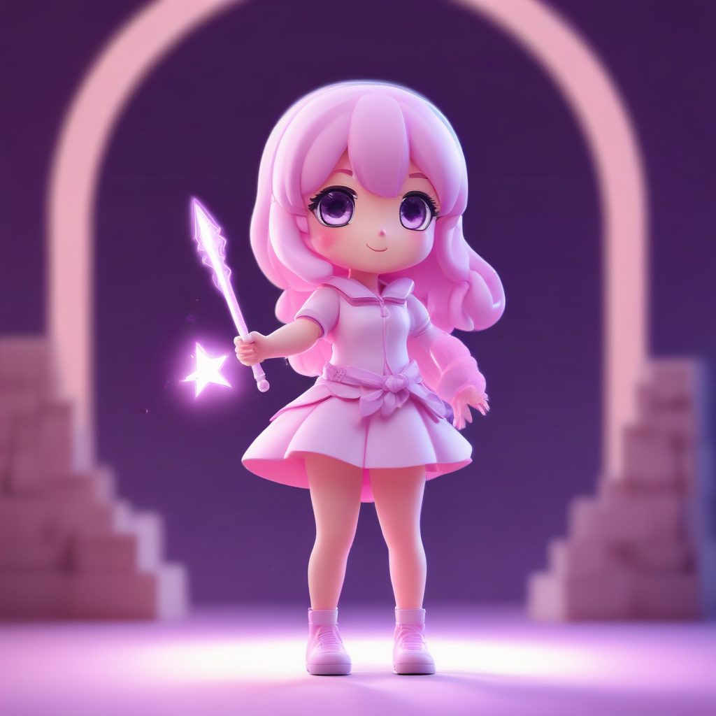 梦幻卡哇伊魔法少女全身像：动态姿势与柔和粉彩AI绘图指南