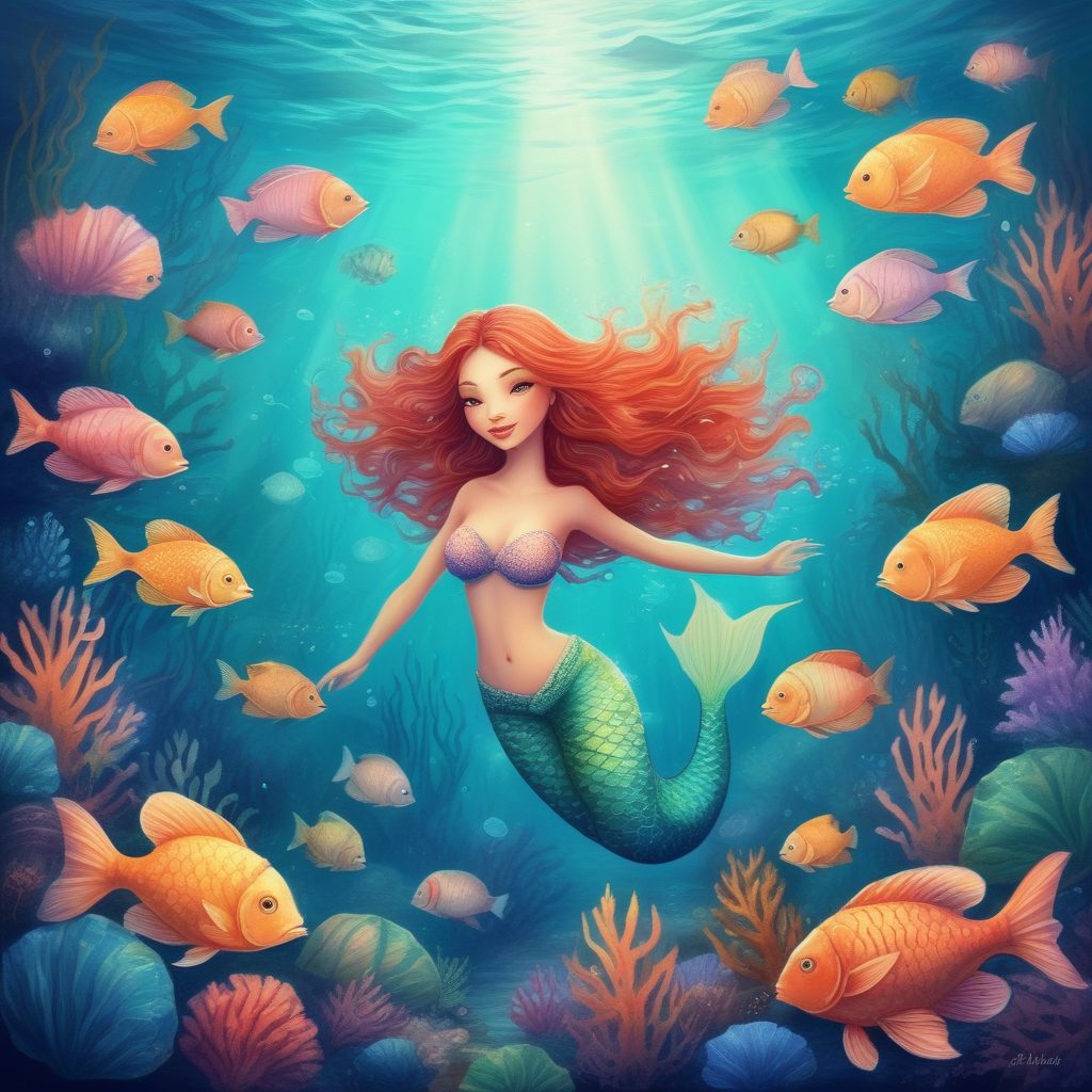 🧜‍♀️梦幻美人鱼：水下童话世界，治愈系蜡笔插画，高清壁纸！