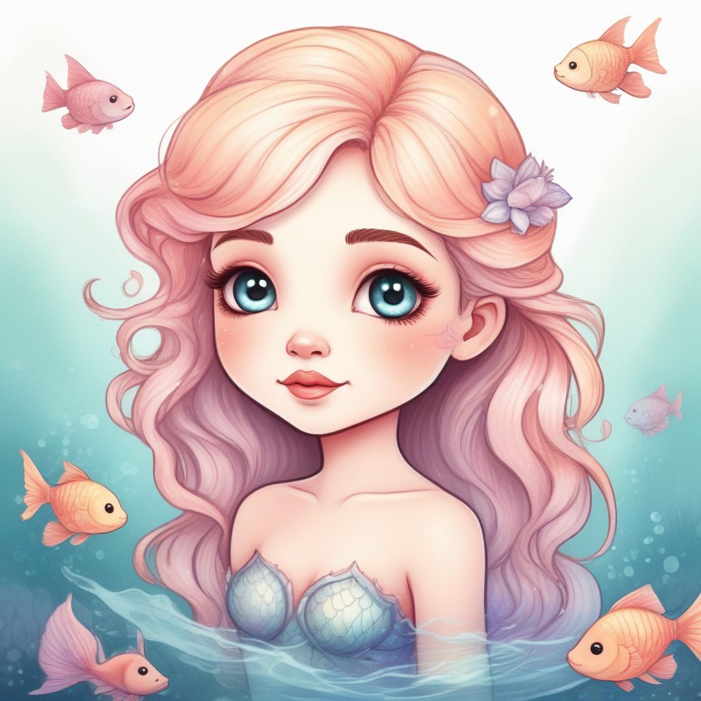 🧜‍♀️ 梦幻人鱼少女：治愈系马克笔Q版插画，粉嫩系头像首选！
