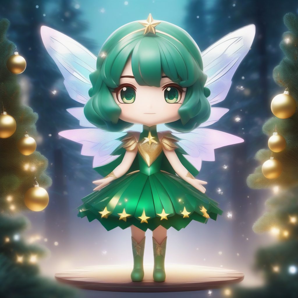 梦幻圣诞树精灵Q版全身照：掌握高细节柔和打光的AI绘画秘诀