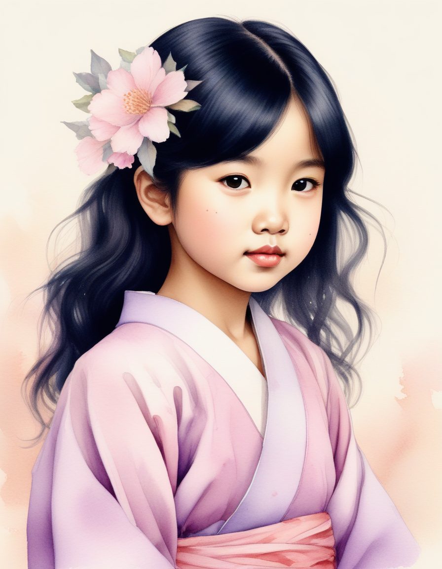 梦幻水彩风:AI绘制日系少女肖像(柔和边缘)