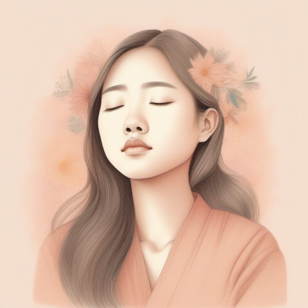 梦幻云朵美学：AI生成仰望天空的粉蓝系日系女孩插画