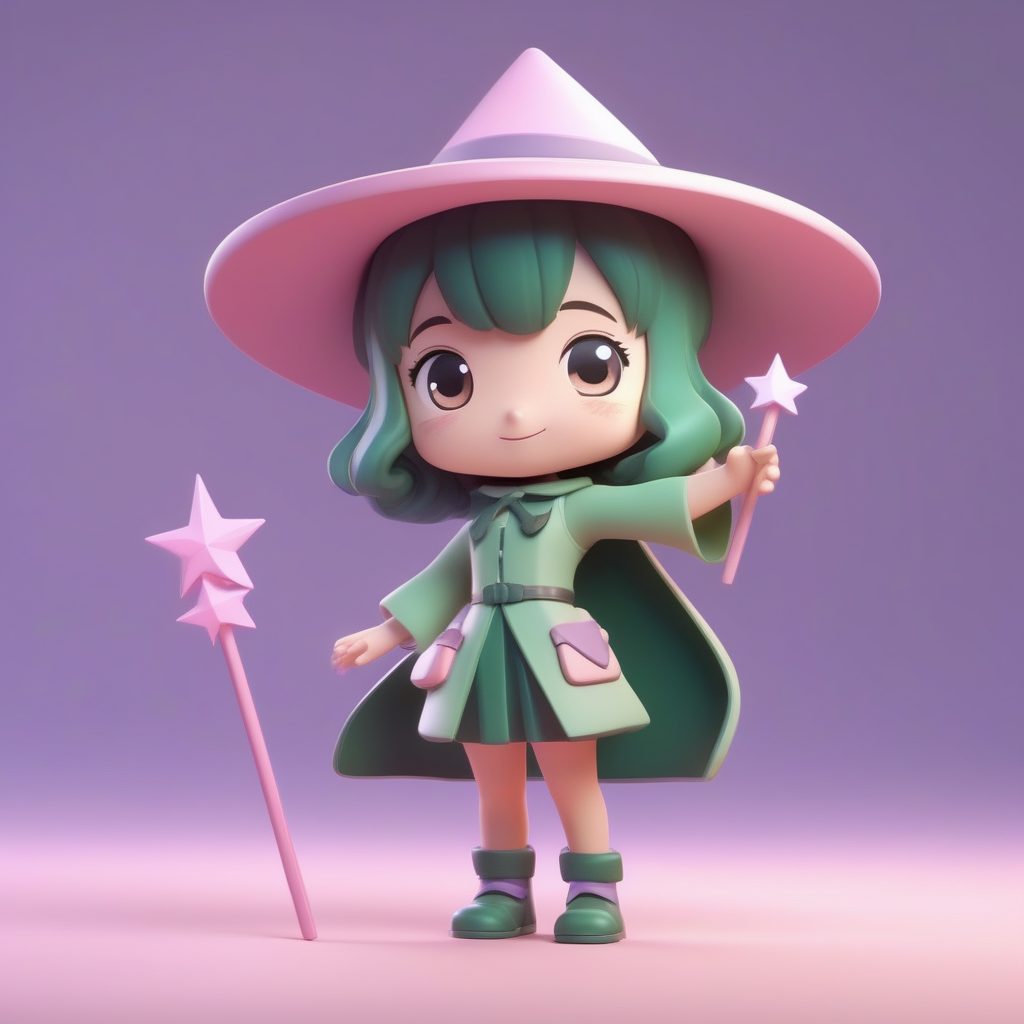 梦幻治愈!1 girl 简约线条小女巫 3D渲染教程与提示词分享