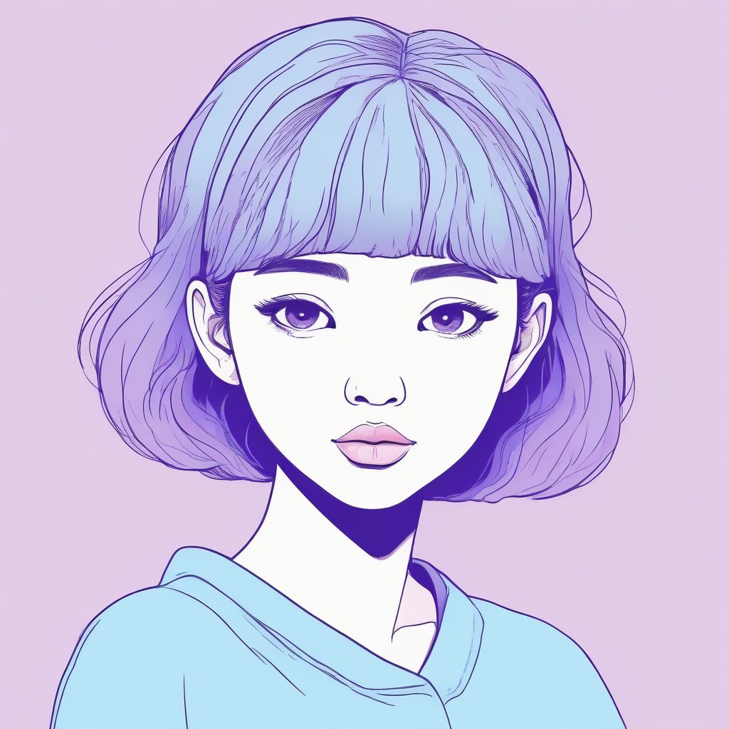 🦄梦幻紫氛围感拉满！极简线稿少女头像，高饱和Pastel色系，一秒Get梦核美学