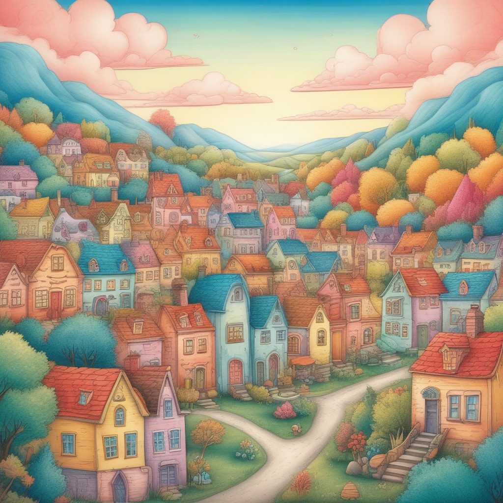 🏠梦境中的彩色小镇！温柔糖果色系，甜系手绘插画壁纸！