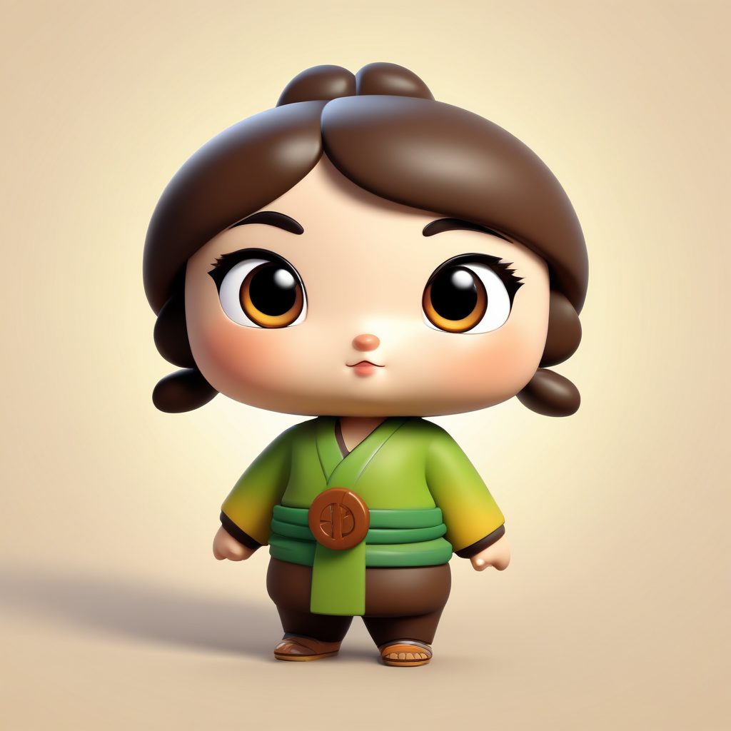 💪萌力爆发！功夫熊猫Q版女孩，竹棍配件3D盲盒，酷飒头像生成