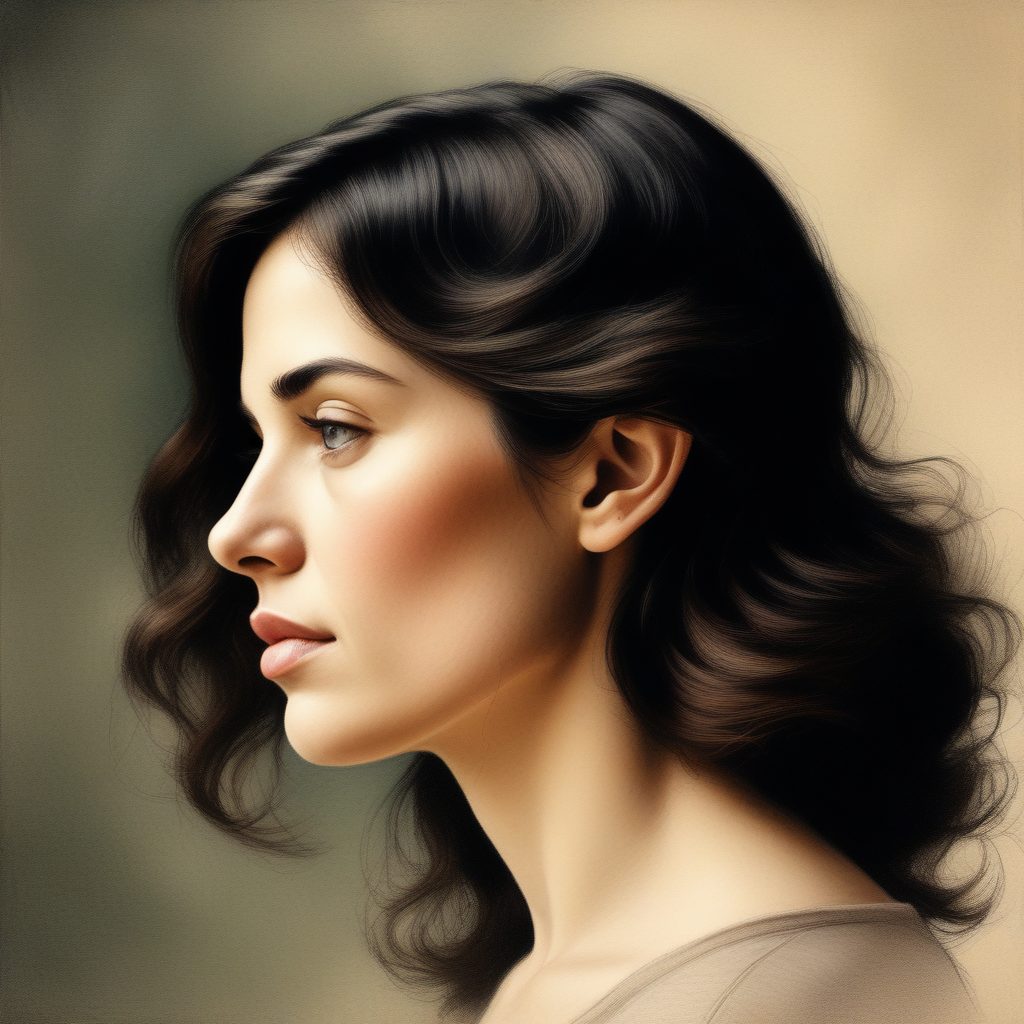 朦胧氛围感人像：侧脸少女与光影，彩铅蜡笔画风，头像首选！