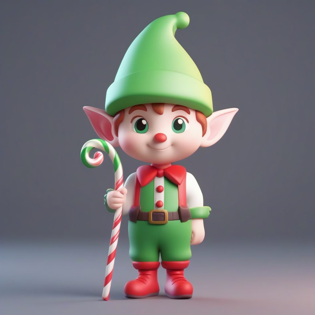 萌系圣诞精灵3D渲染秘籍：Pop Mart风全身站立AI绘图提示词