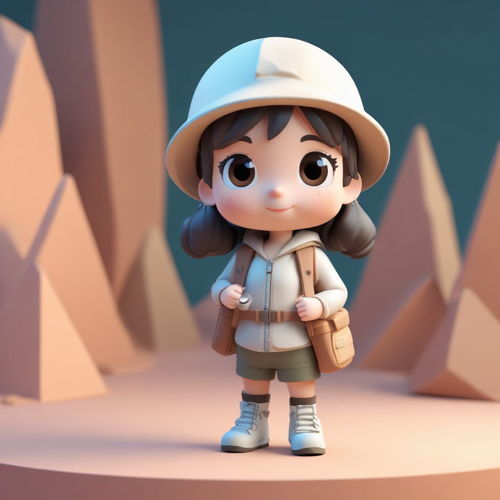 迷路啦! Q版旅行博主拿着地图的困惑表情图 (全身)