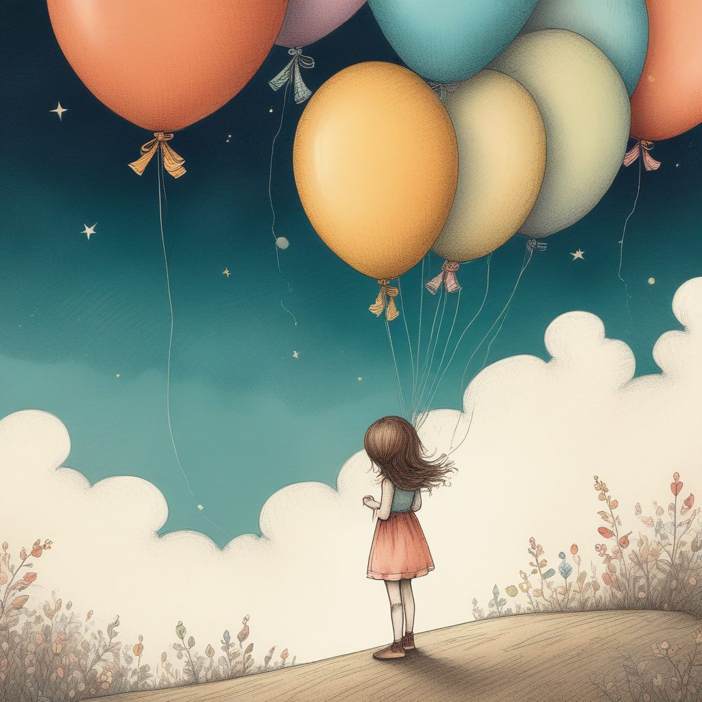 🎈秘密基地!手绘风壁纸:在巨大气球下阅读的女孩